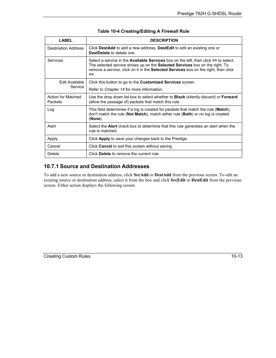 1 source and destination addresses | ZyXEL Communications 792H User Manual | Page 155 / 428