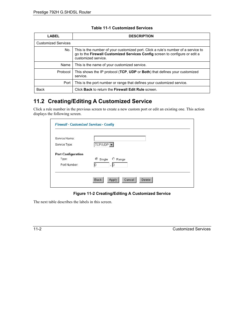 Creating/editing a customized service, 2 creating/editing a customized service | ZyXEL Communications 792H User Manual | Page 160 / 428