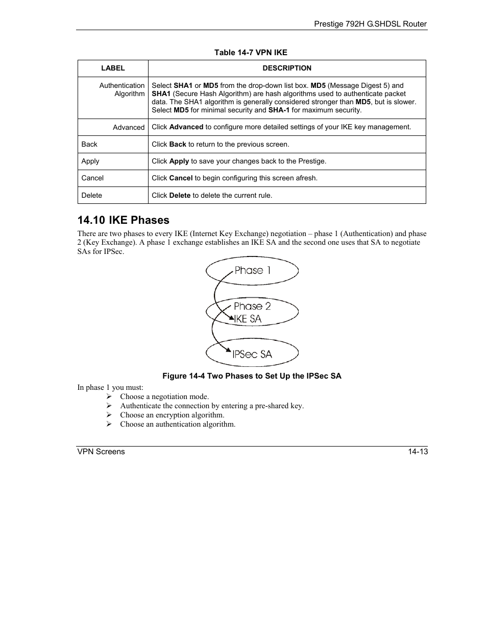 Ike phases, 10 ike phases | ZyXEL Communications 792H User Manual | Page 191 / 428