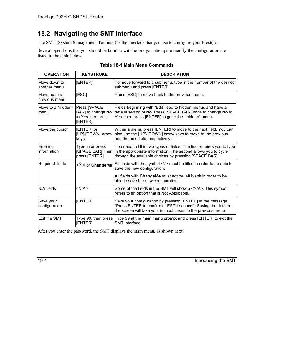 Navigating the smt interface, 2 navigating the smt interface | ZyXEL Communications 792H User Manual | Page 242 / 428