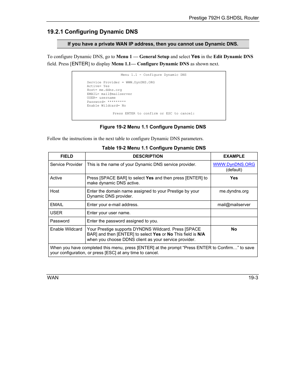 1 configuring dynamic dns | ZyXEL Communications 792H User Manual | Page 247 / 428