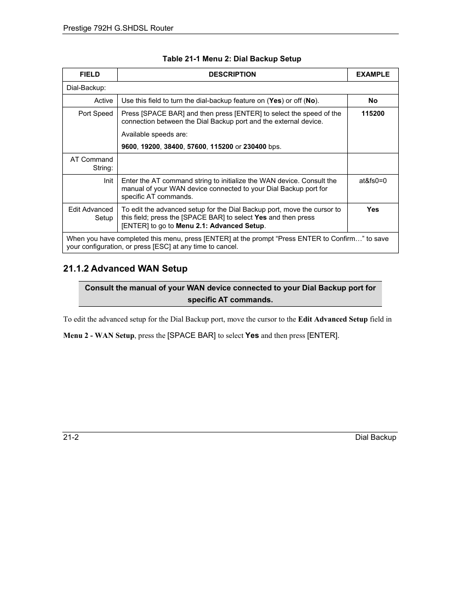 2 advanced wan setup | ZyXEL Communications 792H User Manual | Page 252 / 428