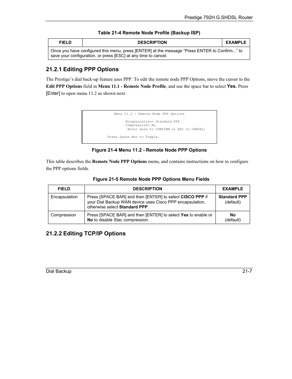 1 editing ppp options, 2 editing tcp/ip options | ZyXEL Communications 792H User Manual | Page 257 / 428