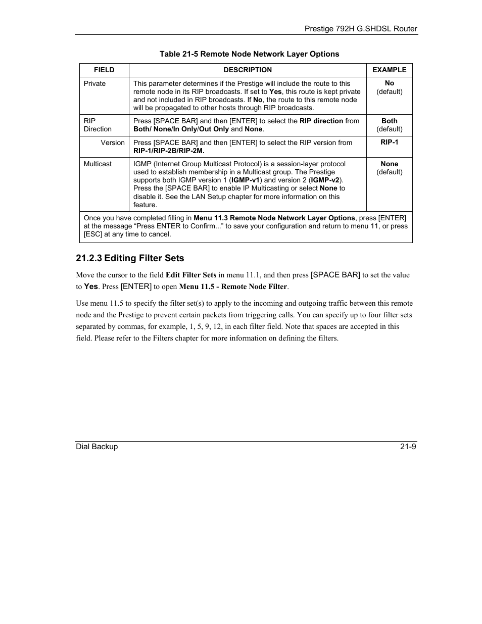 3 editing filter sets | ZyXEL Communications 792H User Manual | Page 259 / 428