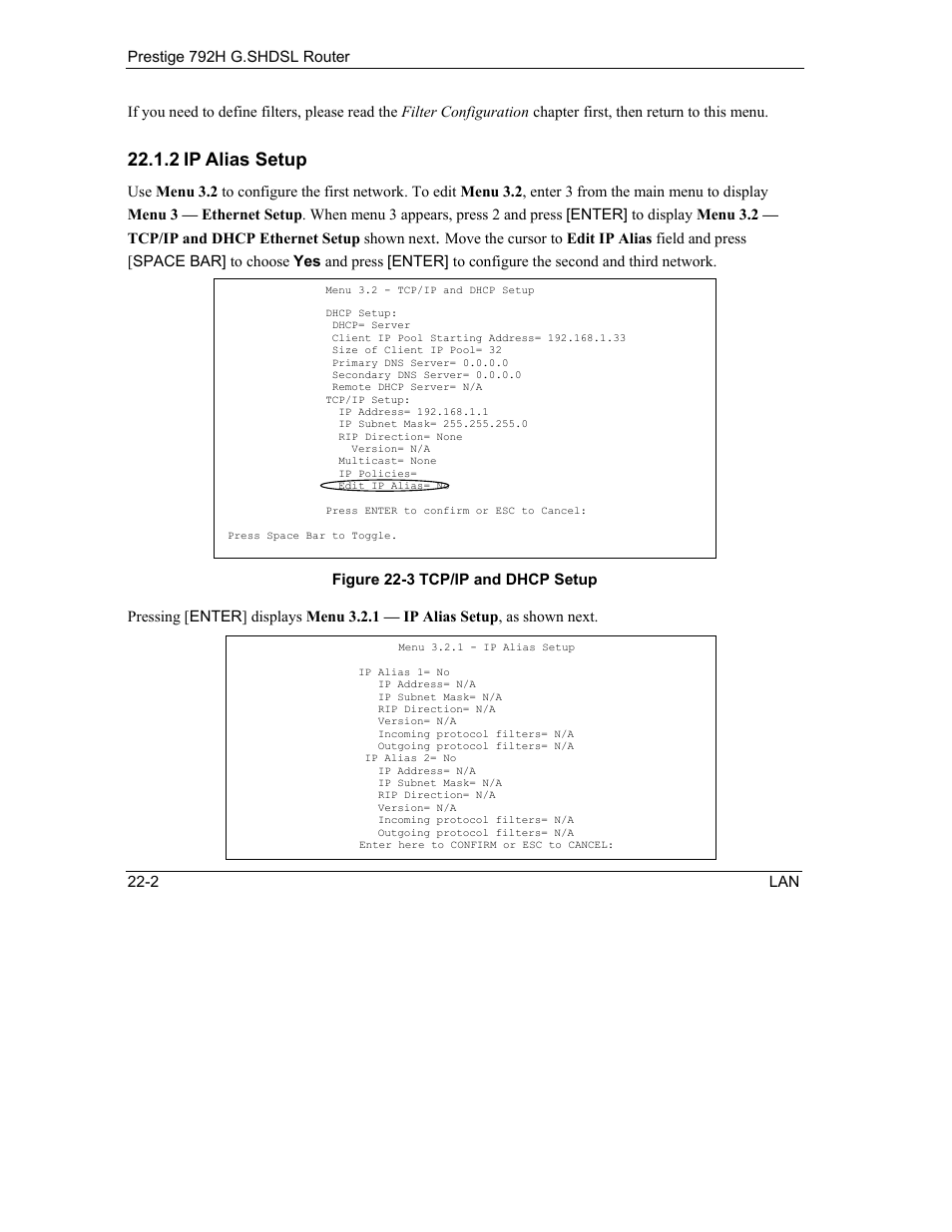 2 ip alias setup | ZyXEL Communications 792H User Manual | Page 262 / 428