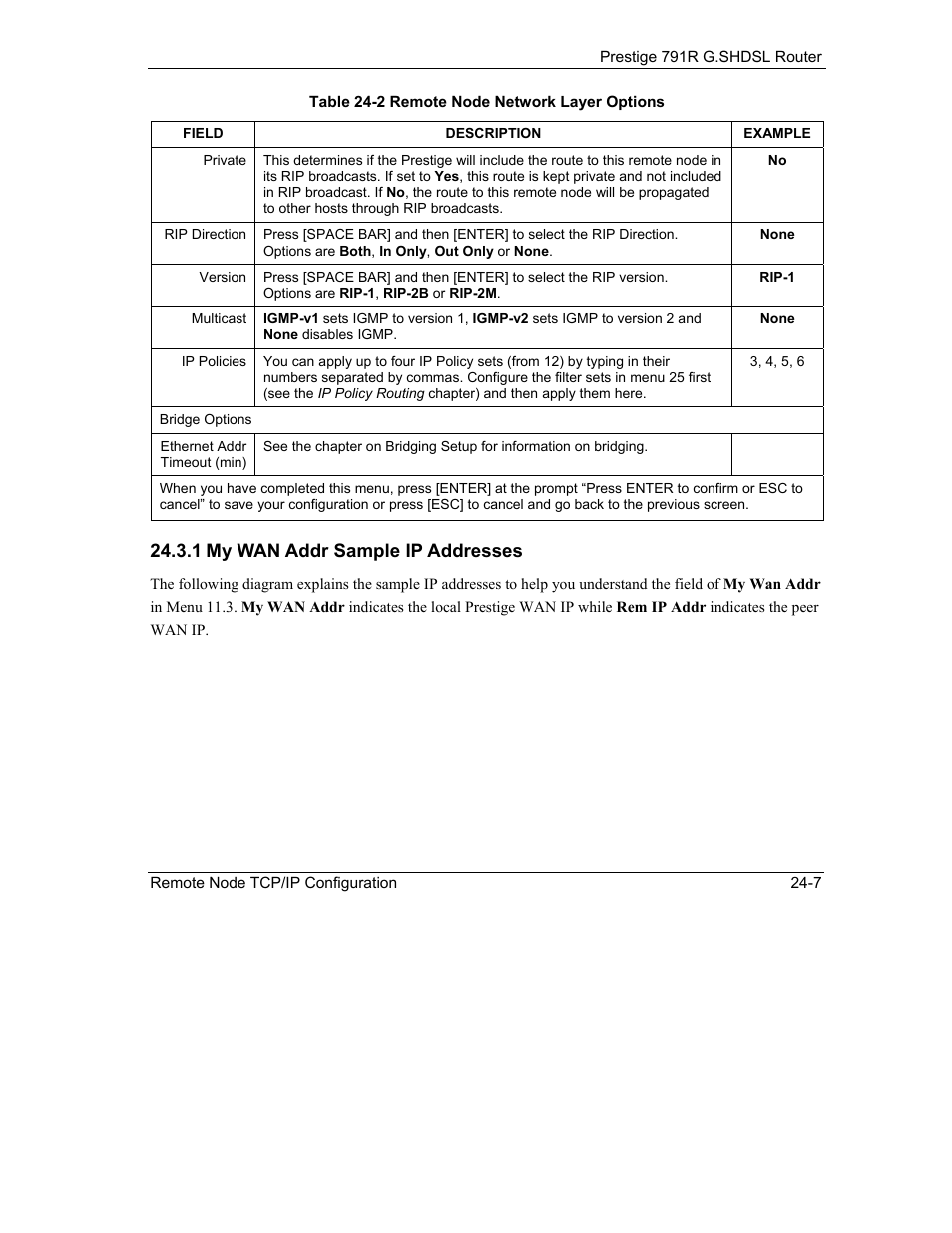 1 my wan addr sample ip addresses | ZyXEL Communications 792H User Manual | Page 277 / 428