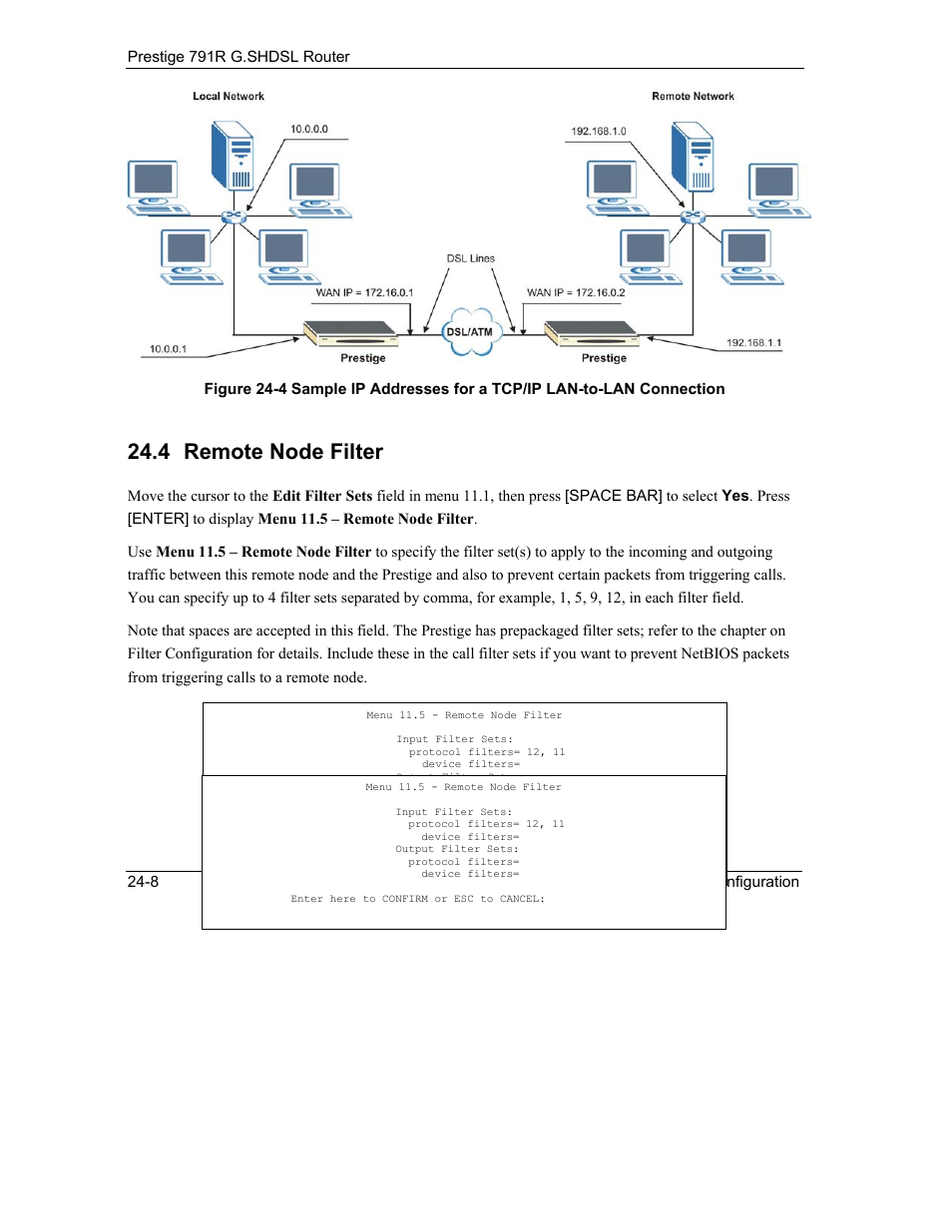 Remote node filter, 4 remote node filter | ZyXEL Communications 792H User Manual | Page 278 / 428