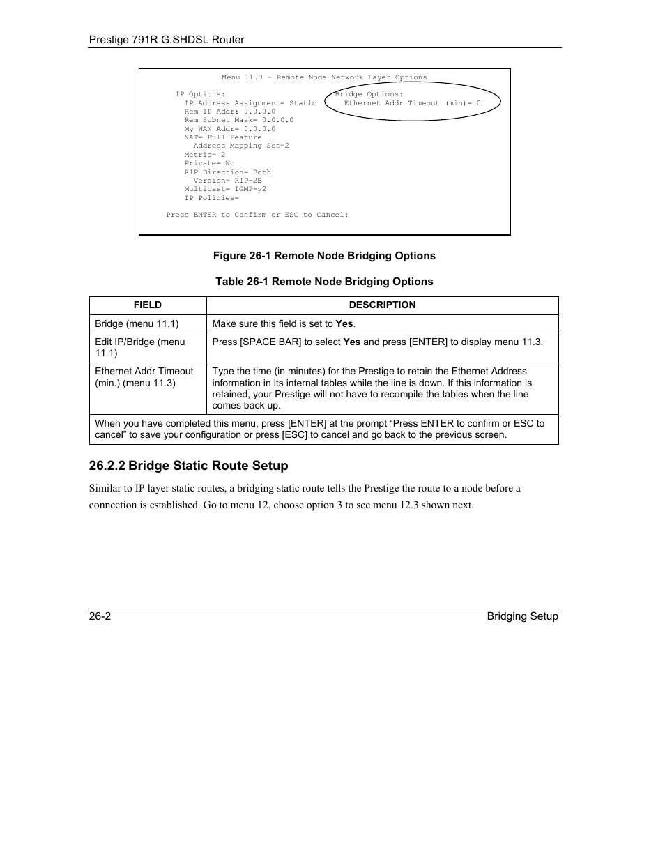 2 bridge static route setup | ZyXEL Communications 792H User Manual | Page 286 / 428