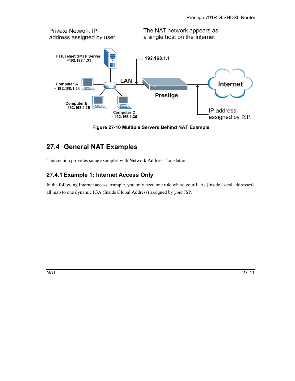 General nat examples, 4 general nat examples | ZyXEL Communications 792H User Manual | Page 299 / 428