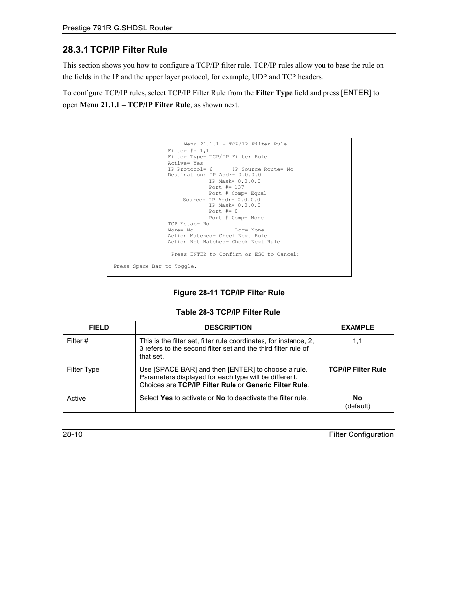 1 tcp/ip filter rule | ZyXEL Communications 792H User Manual | Page 320 / 428