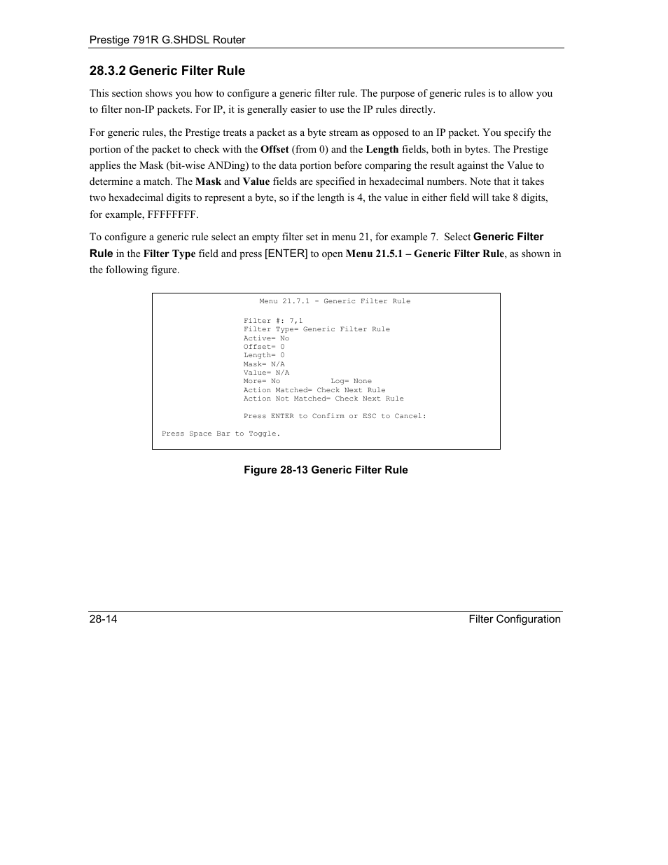 2 generic filter rule | ZyXEL Communications 792H User Manual | Page 324 / 428