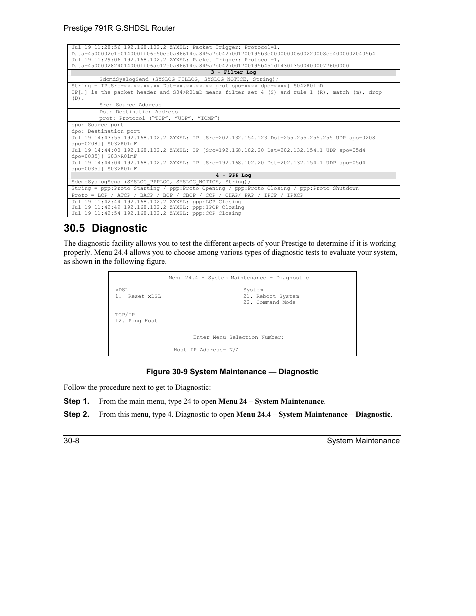 Diagnostic, 5 diagnostic | ZyXEL Communications 792H User Manual | Page 344 / 428