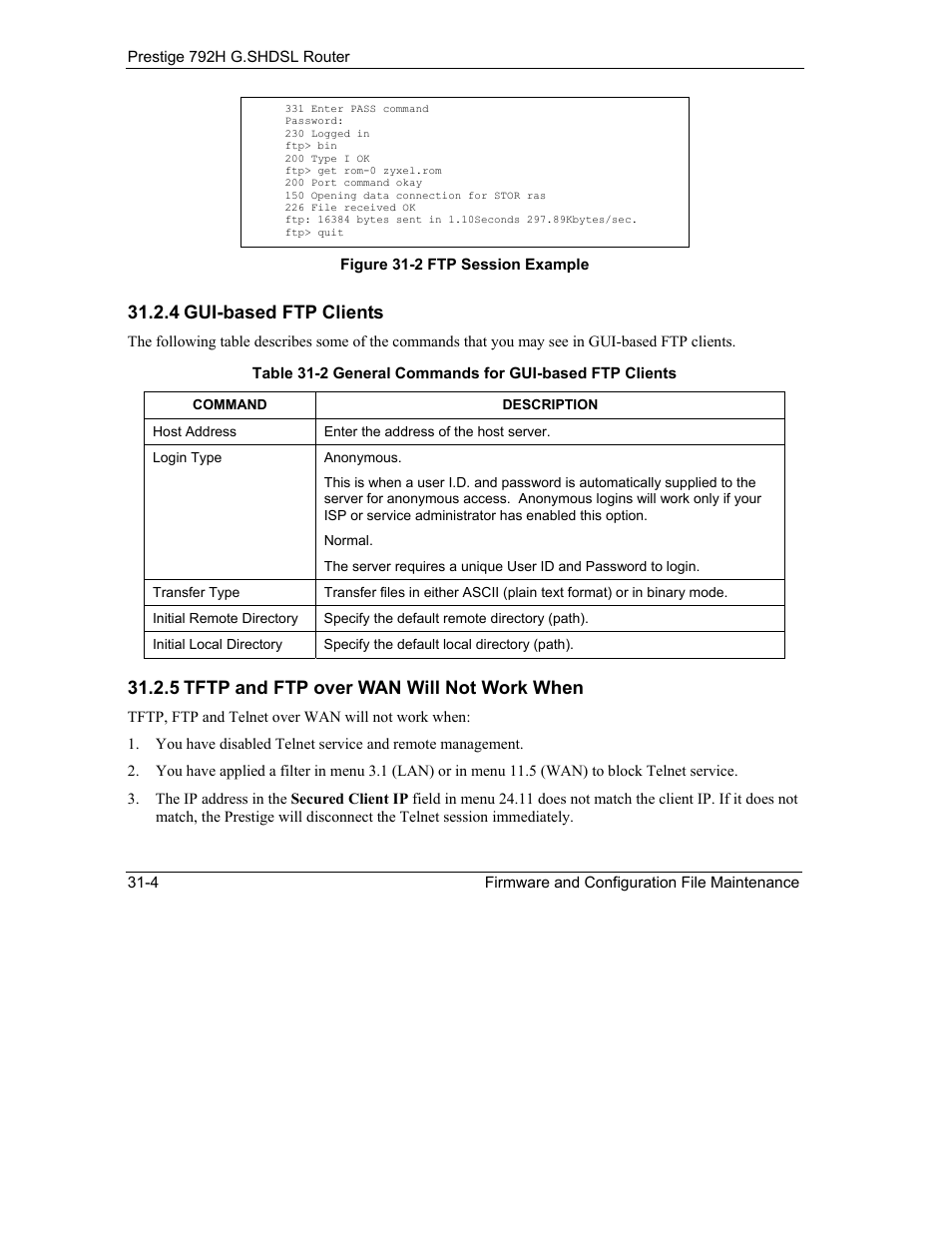 4 gui-based ftp clients, 5 tftp and ftp over wan will not work when | ZyXEL Communications 792H User Manual | Page 350 / 428