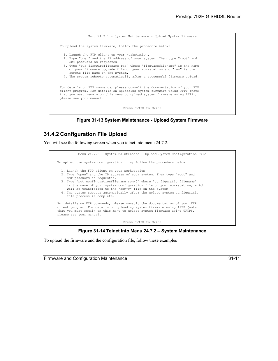 2 configuration file upload | ZyXEL Communications 792H User Manual | Page 357 / 428