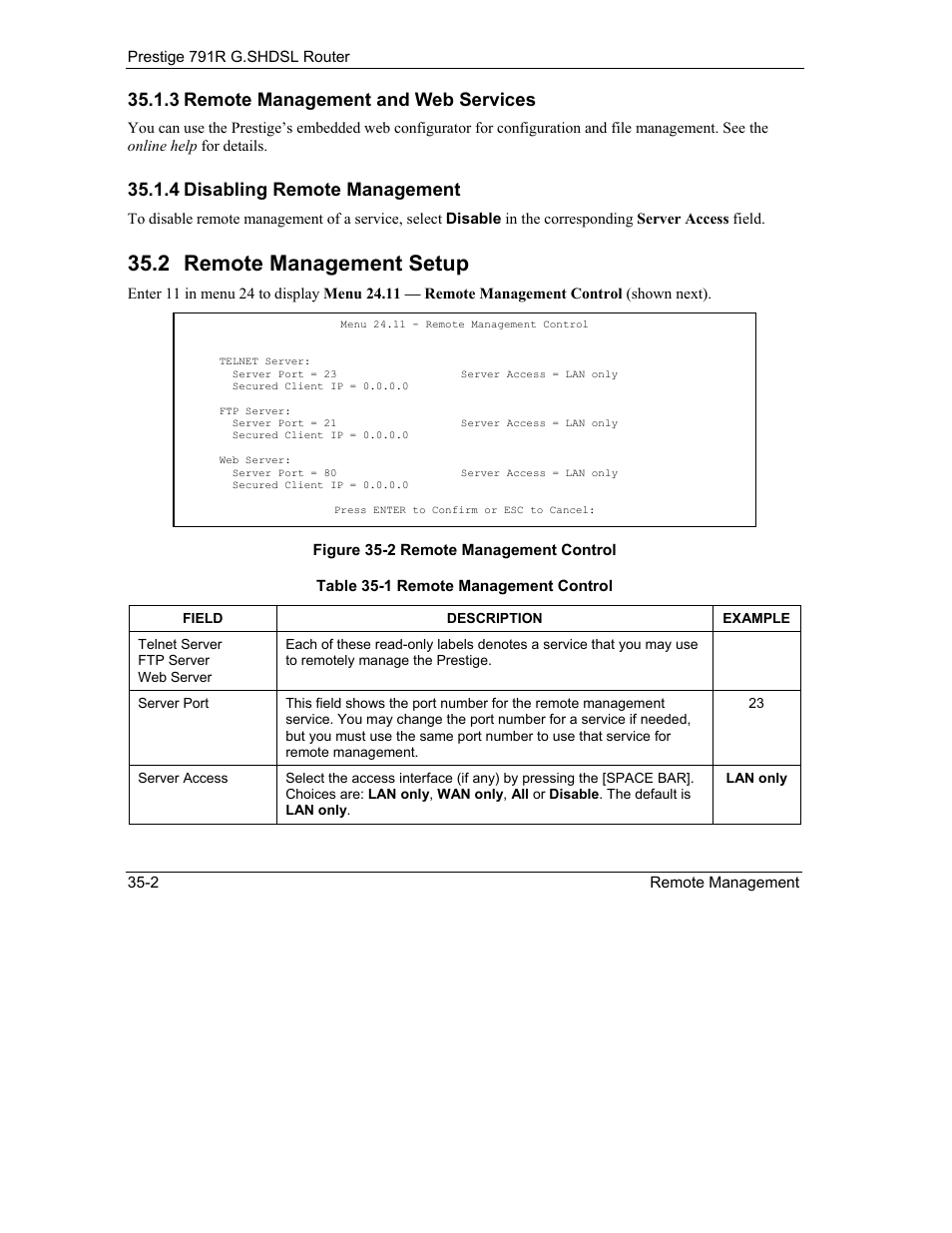 Remote management setup, 2 remote management setup, 3 remote management and web services | 4 disabling remote management | ZyXEL Communications 792H User Manual | Page 384 / 428