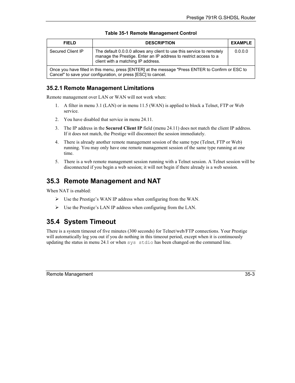 Remote management and nat, System timeout, 3 remote management and nat | 4 system timeout | ZyXEL Communications 792H User Manual | Page 385 / 428