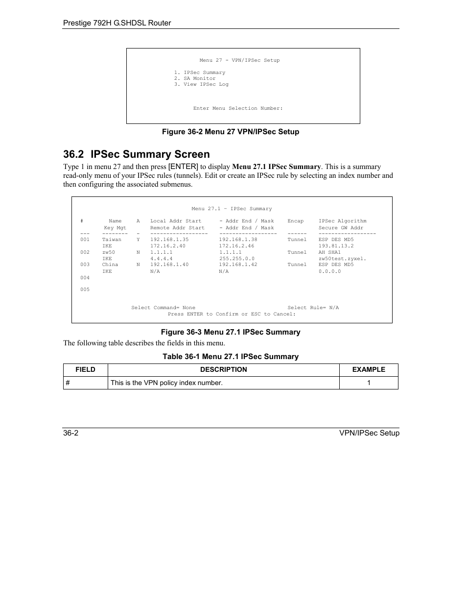 Ipsec summary screen, 2 ipsec summary screen | ZyXEL Communications 792H User Manual | Page 388 / 428