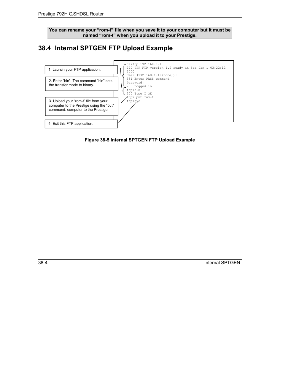 Internal sptgen ftp upload example, 4 internal sptgen ftp upload example | ZyXEL Communications 792H User Manual | Page 410 / 428