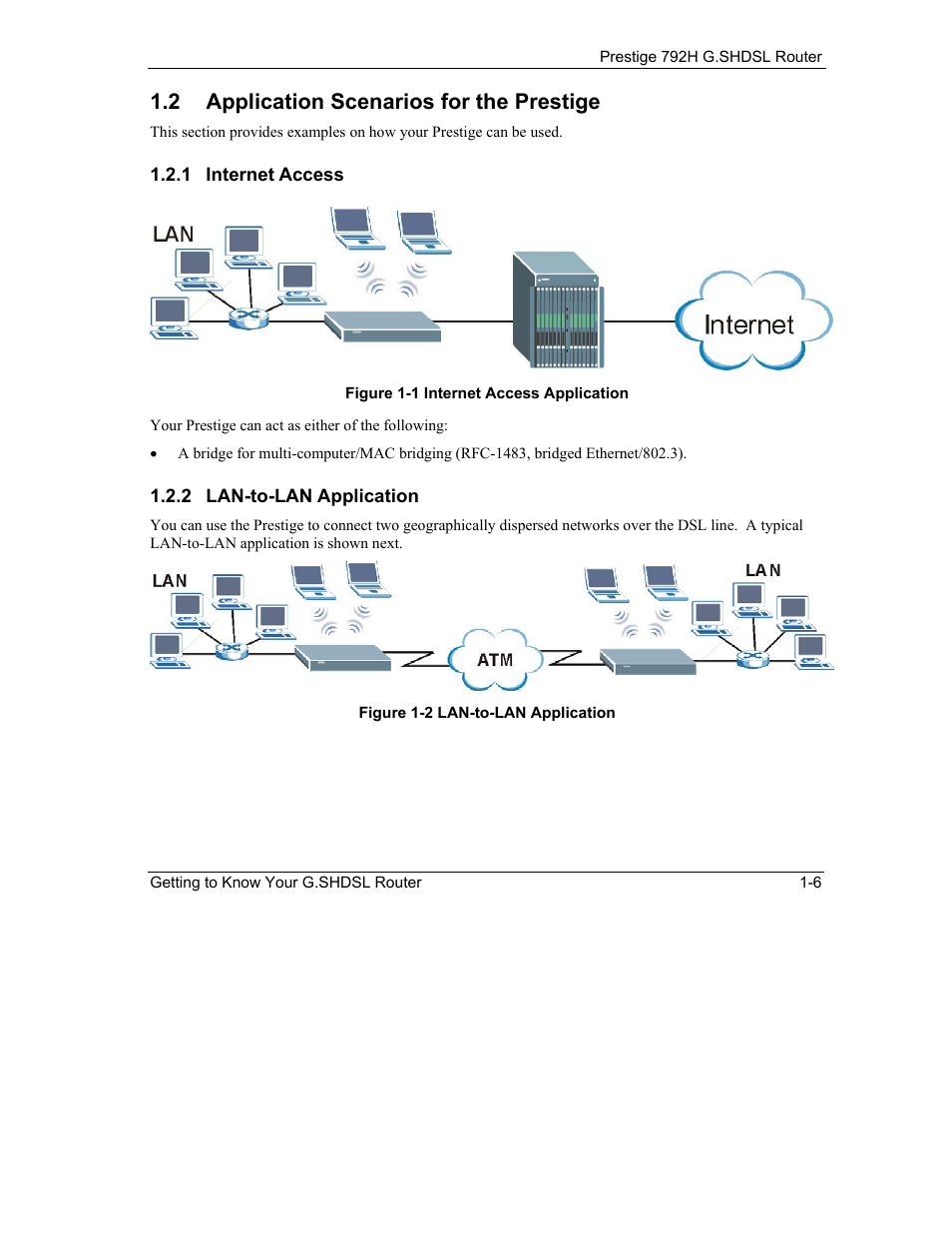 Application scenarios for the prestige, 2 application scenarios for the prestige | ZyXEL Communications 792H User Manual | Page 48 / 428