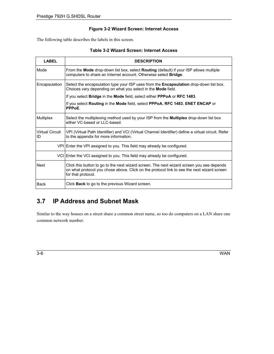 Ip address and subnet mask, 7 ip address and subnet mask | ZyXEL Communications 792H User Manual | Page 60 / 428