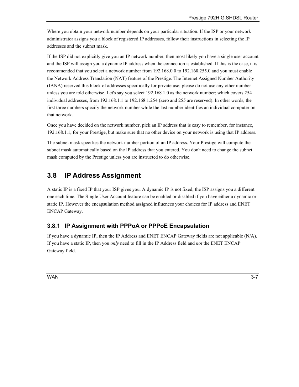 Ip address assignment, 8 ip address assignment | ZyXEL Communications 792H User Manual | Page 61 / 428