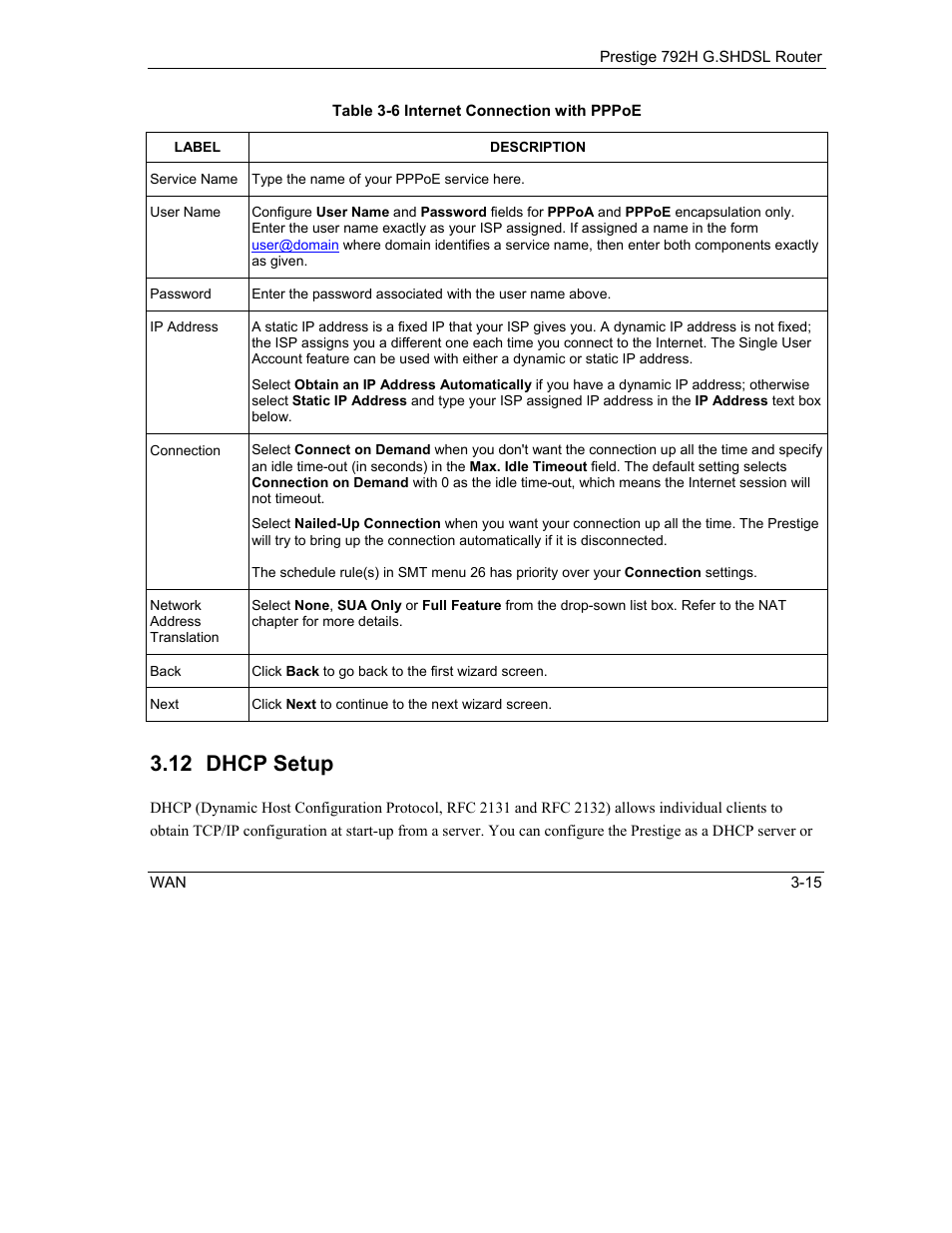 Dhcp setup, 12 dhcp setup | ZyXEL Communications 792H User Manual | Page 69 / 428