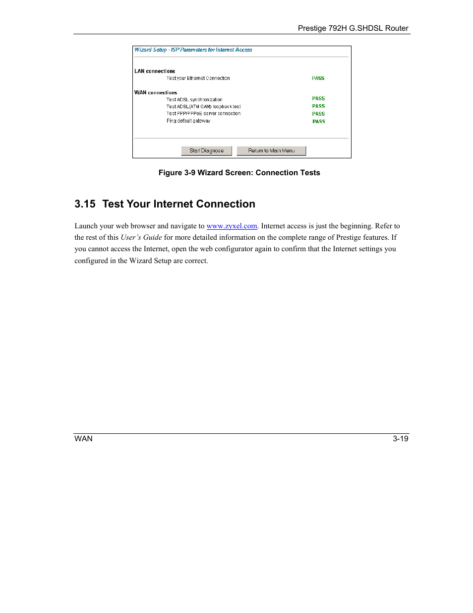 Test your internet connection, 15 test your internet connection | ZyXEL Communications 792H User Manual | Page 73 / 428