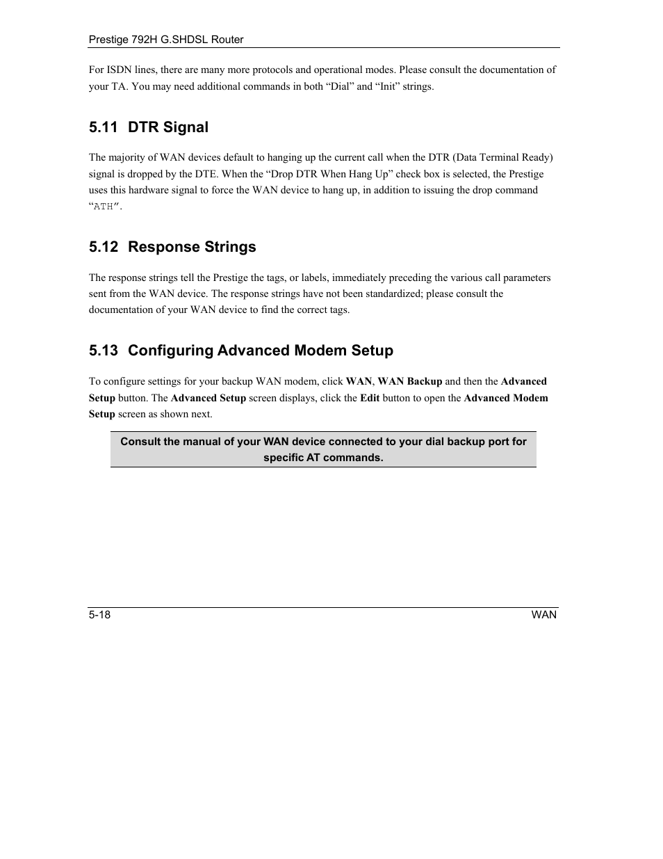 Dtr signal, Response strings, Configuring advanced modem setup | 11 dtr signal, 12 response strings, 13 configuring advanced modem setup | ZyXEL Communications 792H User Manual | Page 98 / 428