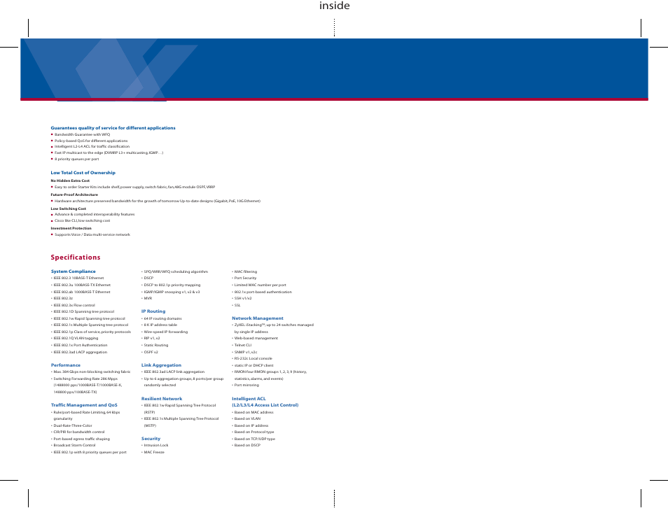 Inside, Specifications | ZyXEL Communications MS-7206 User Manual | Page 2 / 4