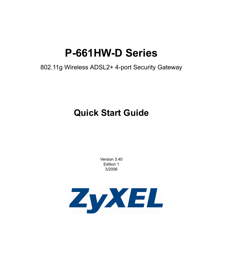 ZyXEL Communications P-661HW-D User Manual | 6 pages