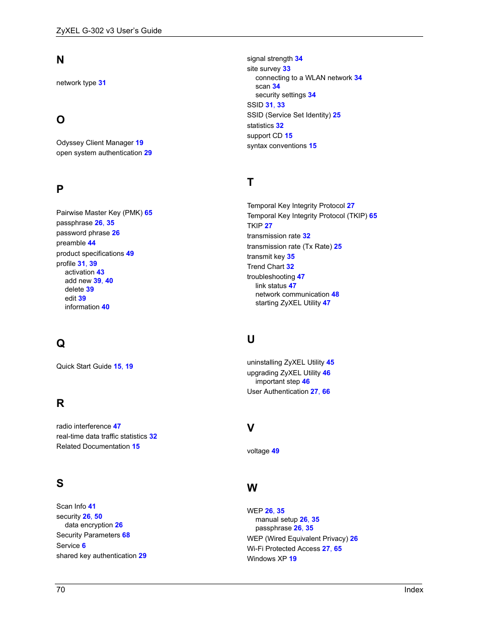 ZyXEL Communications G-302 User Manual | Page 70 / 71