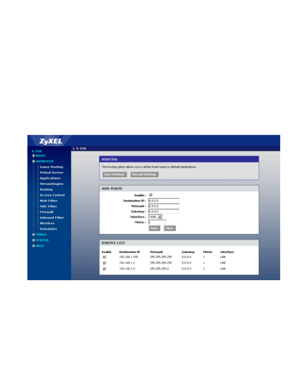 Advanced - routing, Advanced - routing -21 | ZyXEL Communications ZyXEL XtremeMIMO X-550 User Manual | Page 39 / 76