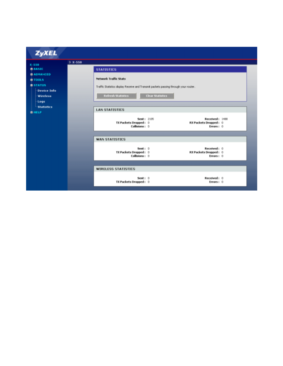Status - statistics, Status - statistics -44 | ZyXEL Communications ZyXEL XtremeMIMO X-550 User Manual | Page 62 / 76