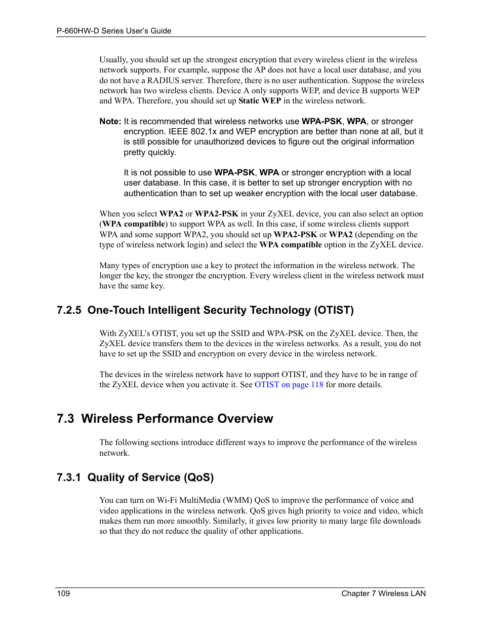 3 wireless performance overview, 1 quality of service (qos) | ZyXEL Communications P-660HW-D Series User Manual | Page 110 / 339