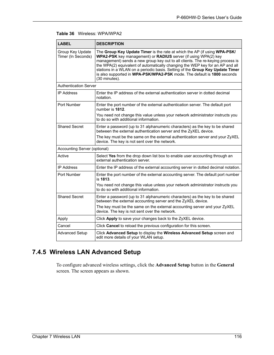 5 wireless lan advanced setup | ZyXEL Communications P-660HW-D Series User Manual | Page 117 / 339
