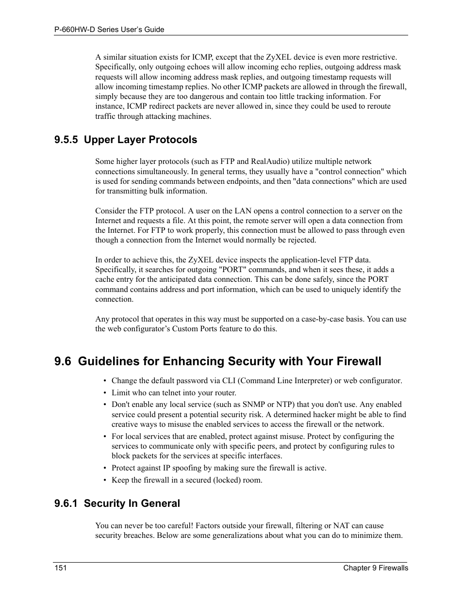 5 upper layer protocols, 1 security in general | ZyXEL Communications P-660HW-D Series User Manual | Page 152 / 339