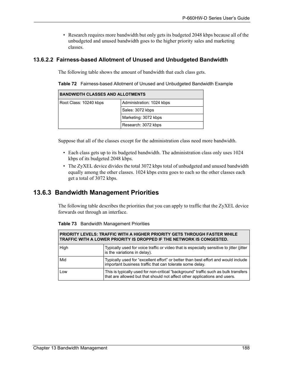 3 bandwidth management priorities | ZyXEL Communications P-660HW-D Series User Manual | Page 189 / 339