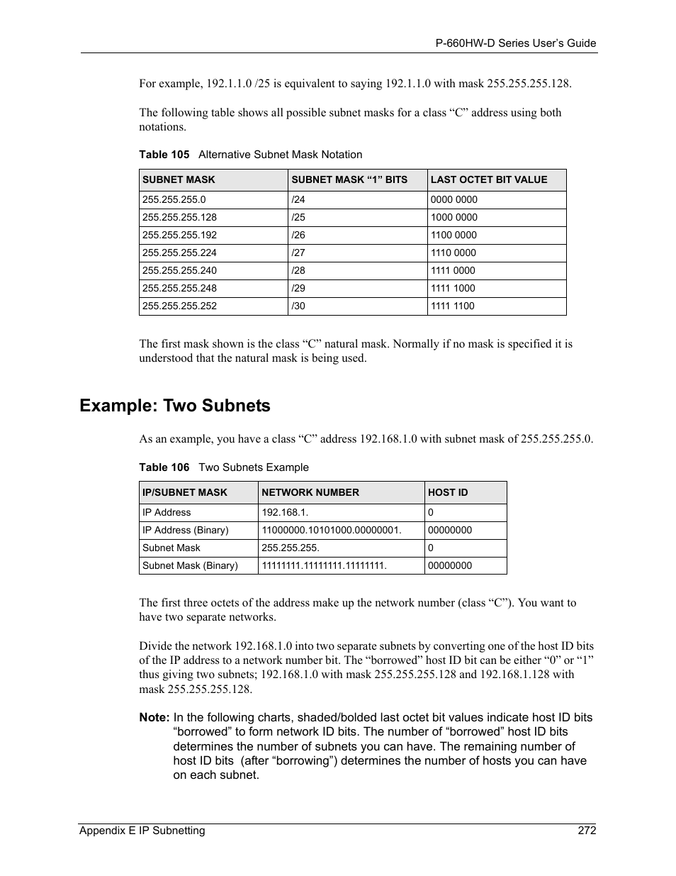 Example: two subnets | ZyXEL Communications P-660HW-D Series User Manual | Page 273 / 339