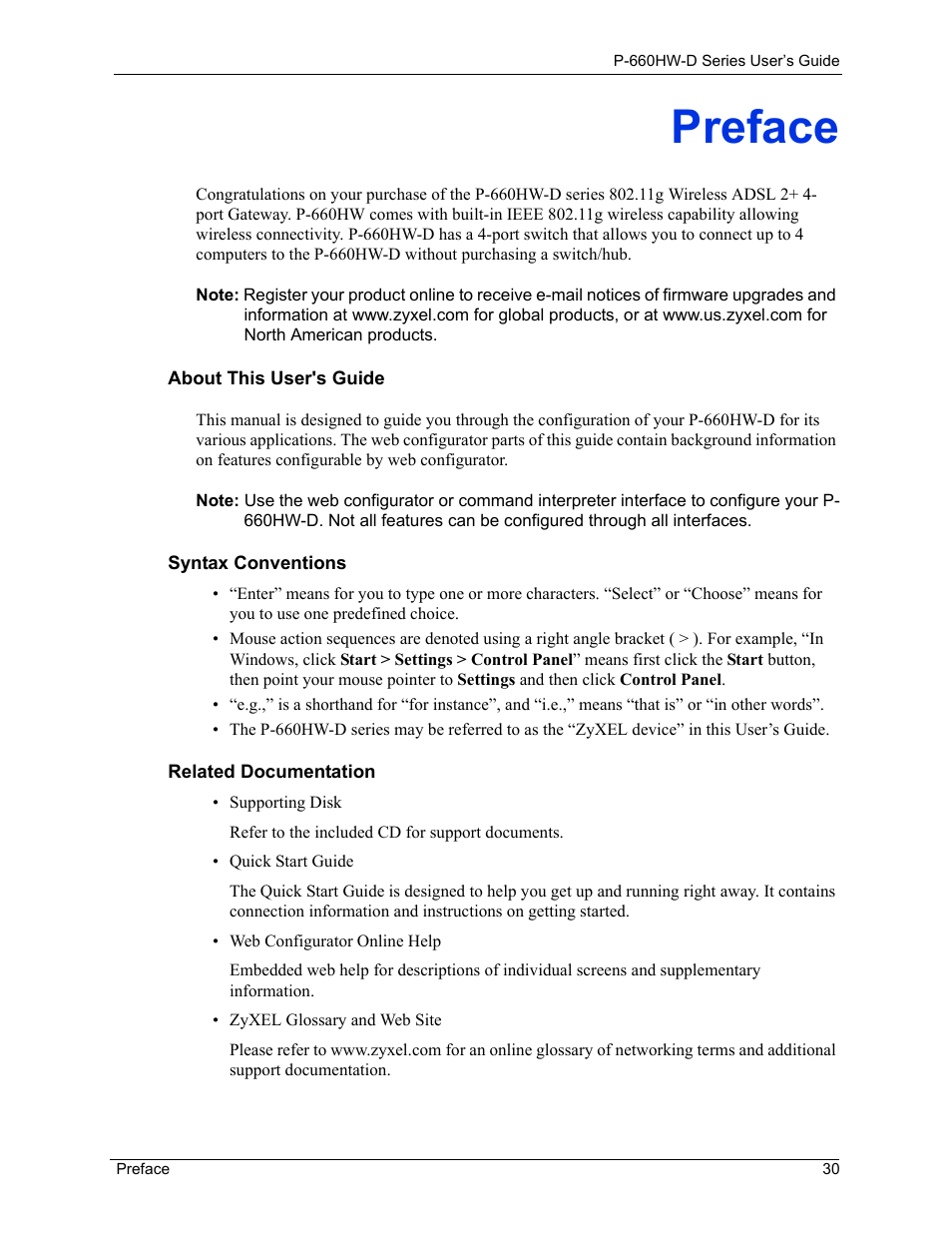 Preface | ZyXEL Communications P-660HW-D Series User Manual | Page 31 / 339