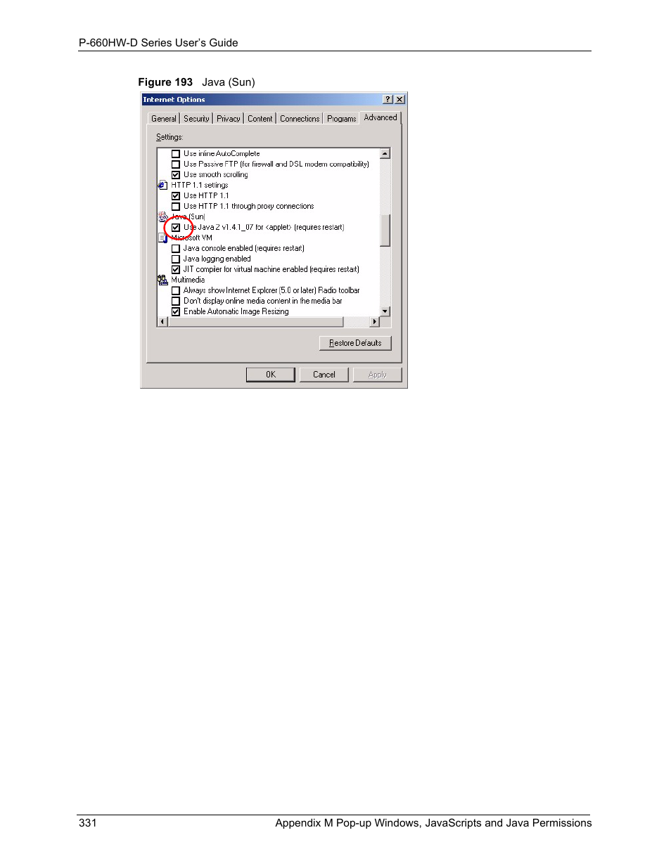 Figure 193 java (sun) | ZyXEL Communications P-660HW-D Series User Manual | Page 332 / 339