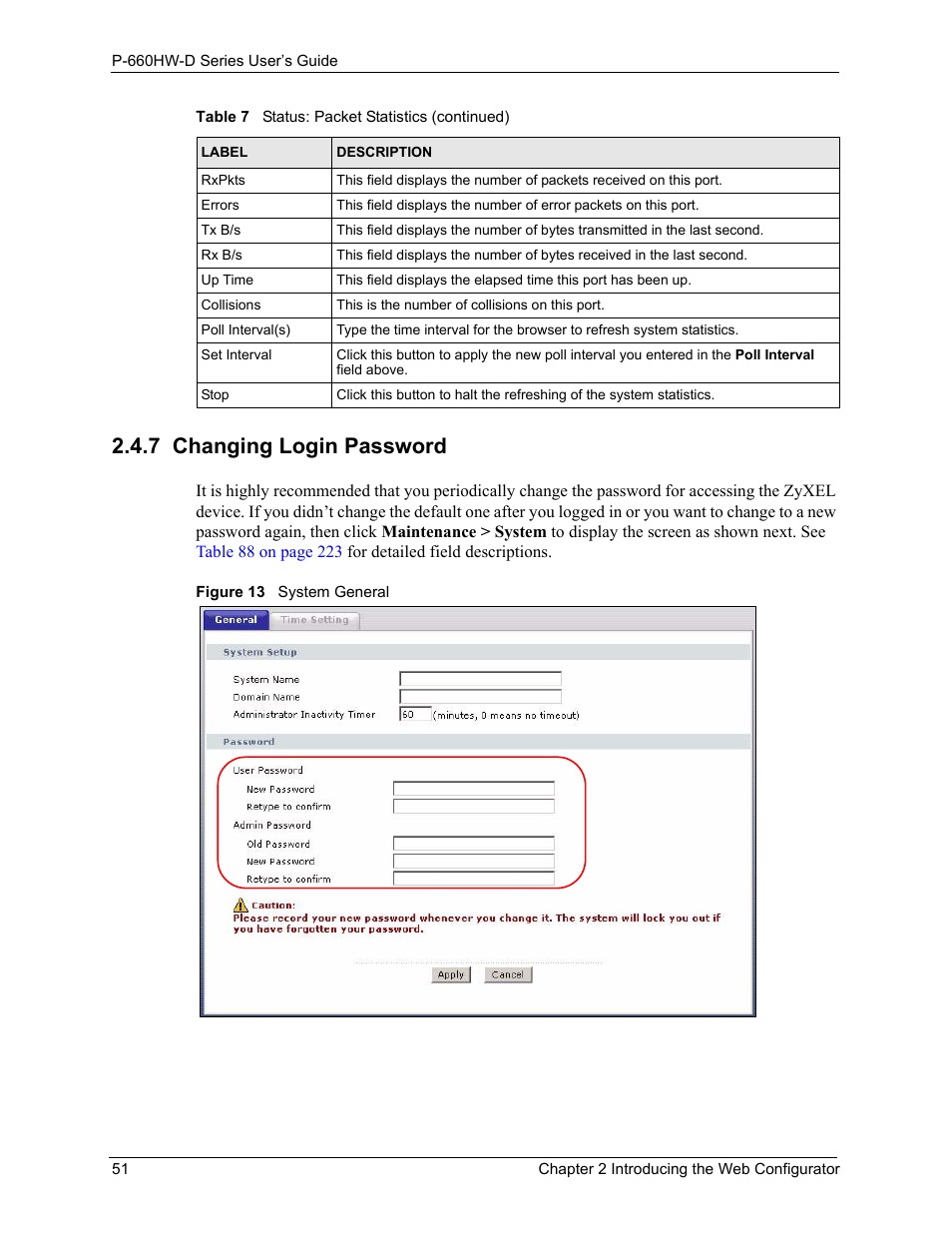 7 changing login password | ZyXEL Communications P-660HW-D Series User Manual | Page 52 / 339