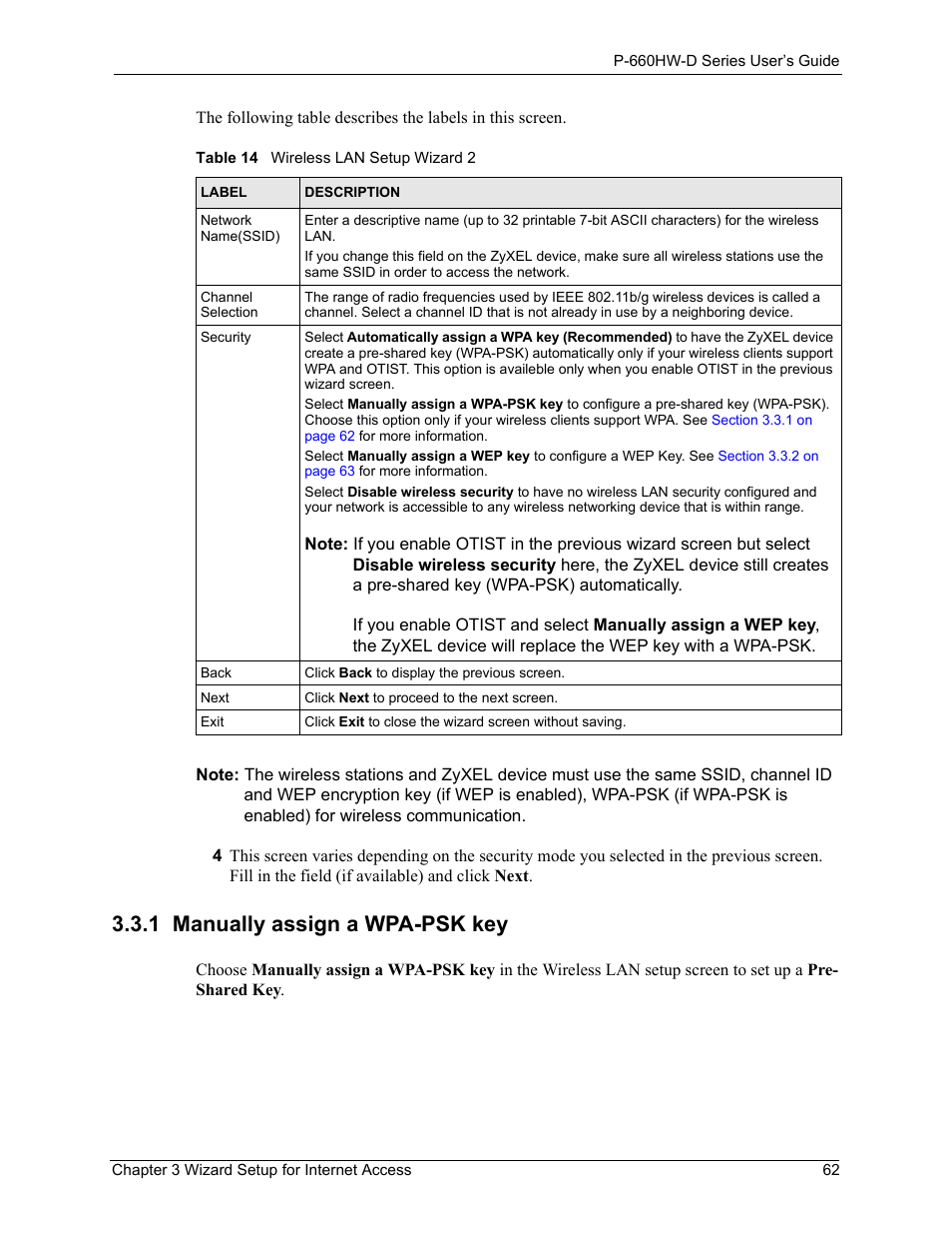 1 manually assign a wpa-psk key | ZyXEL Communications P-660HW-D Series User Manual | Page 63 / 339