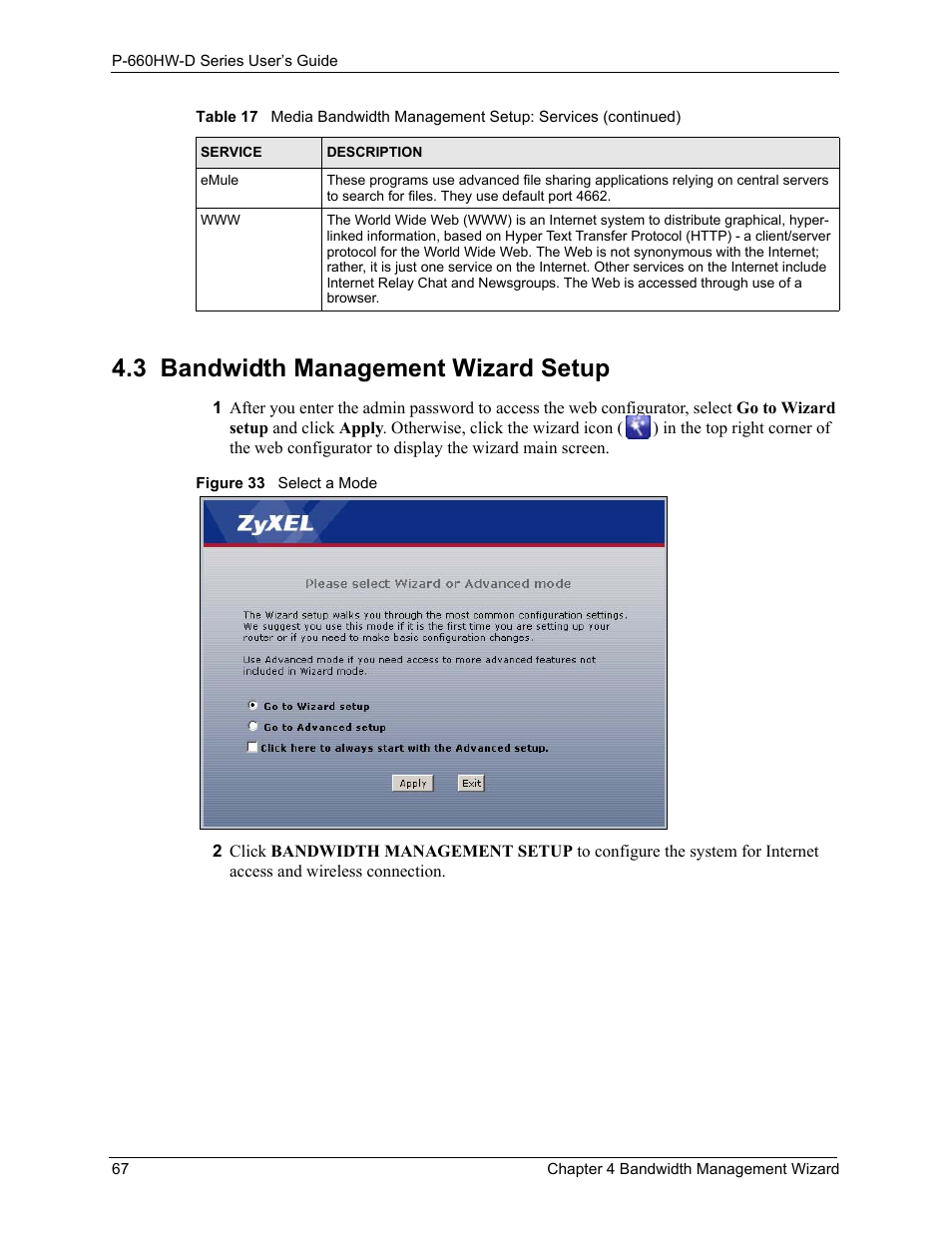 3 bandwidth management wizard setup | ZyXEL Communications P-660HW-D Series User Manual | Page 68 / 339