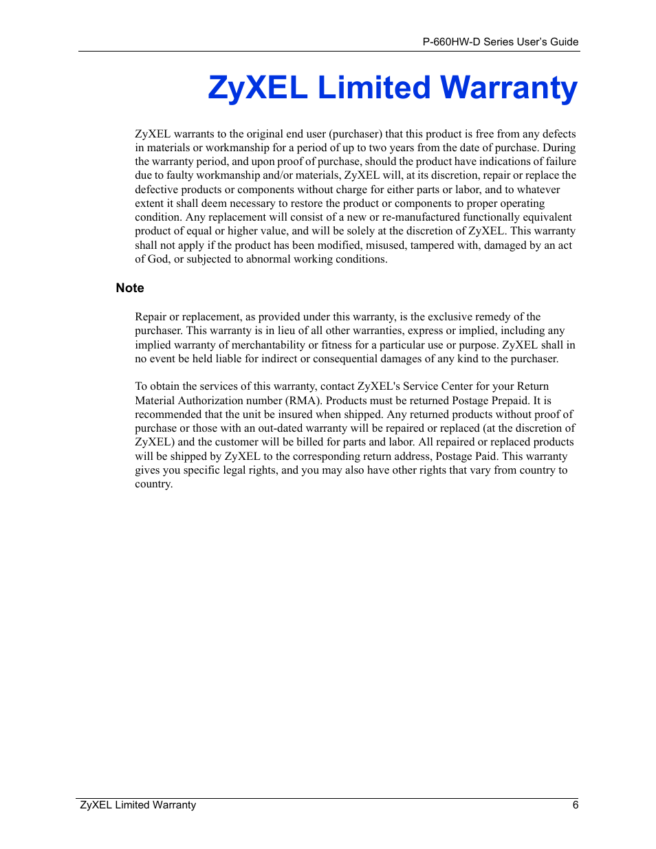 Zyxel limited warranty | ZyXEL Communications P-660HW-D Series User Manual | Page 7 / 339
