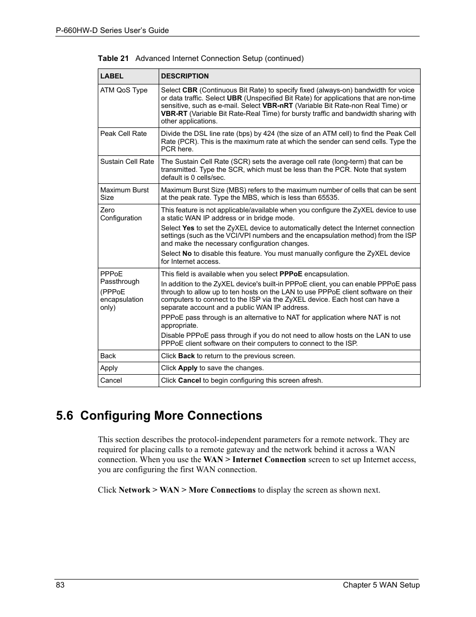 6 configuring more connections | ZyXEL Communications P-660HW-D Series User Manual | Page 84 / 339