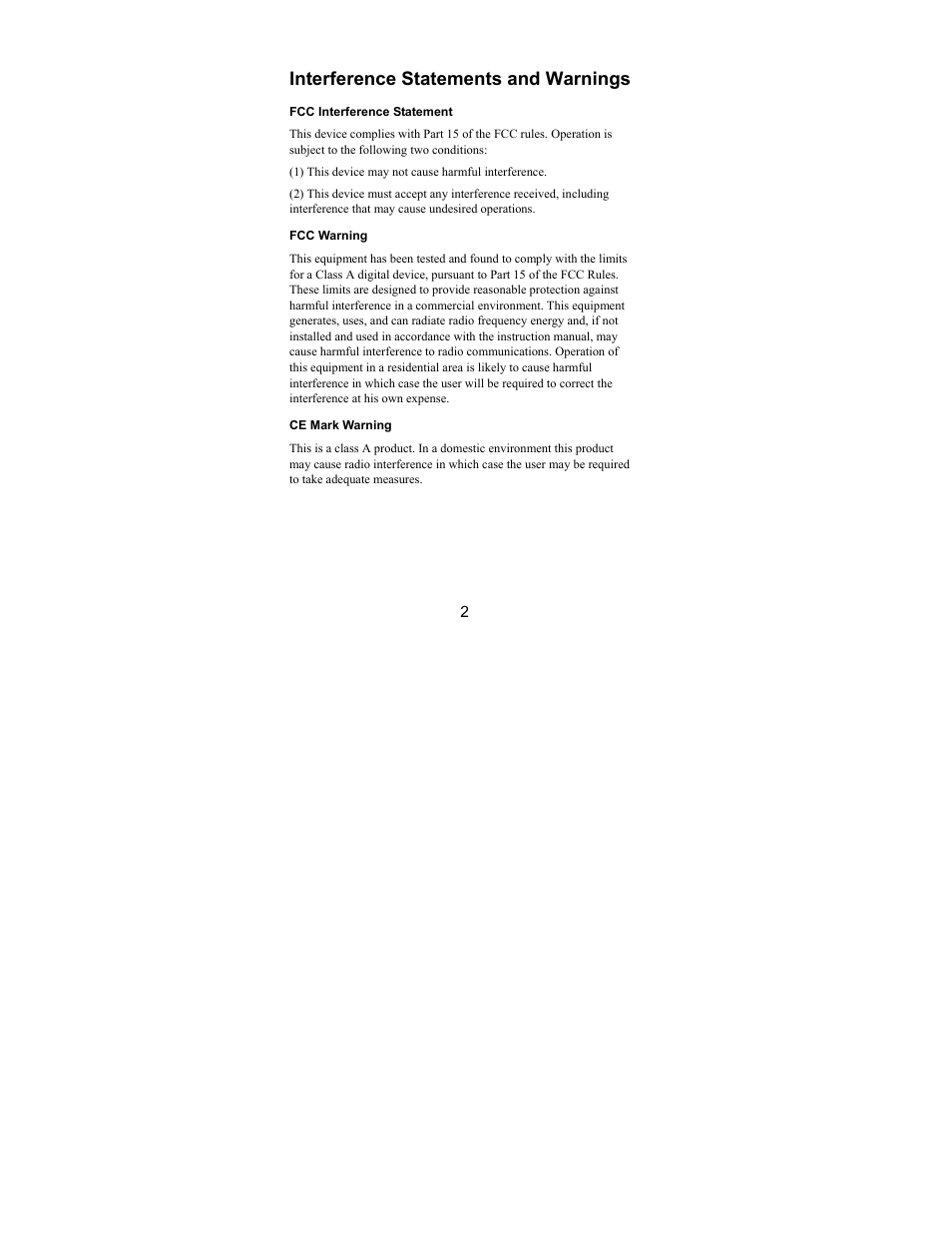 Interference statements and warnings | ZyXEL Communications ES-105/ES-108 User Manual | Page 2 / 12