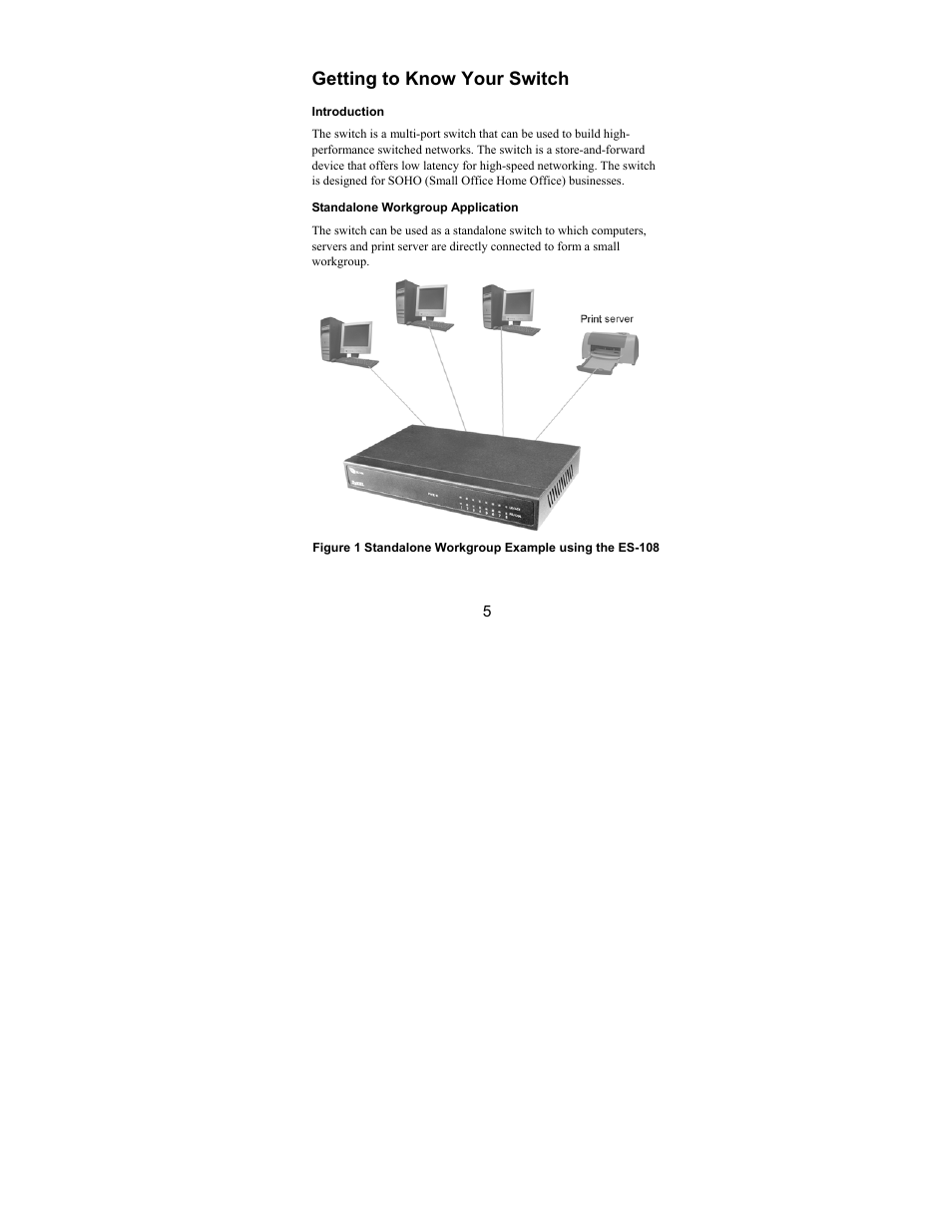 Getting to know your switch | ZyXEL Communications ES-105/ES-108 User Manual | Page 5 / 12