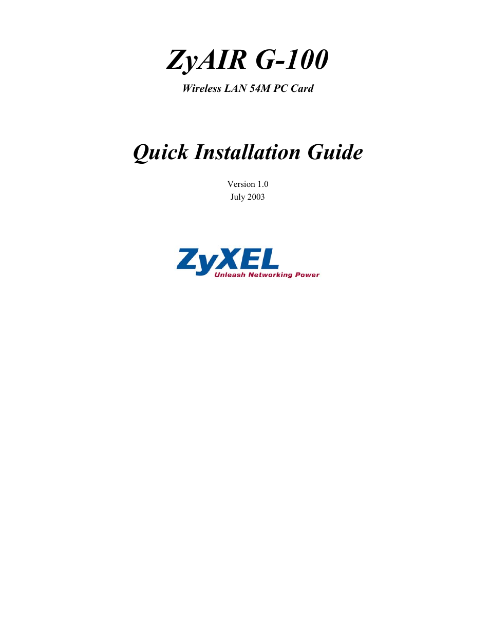 ZyXEL Communications G-100 User Manual | 18 pages
