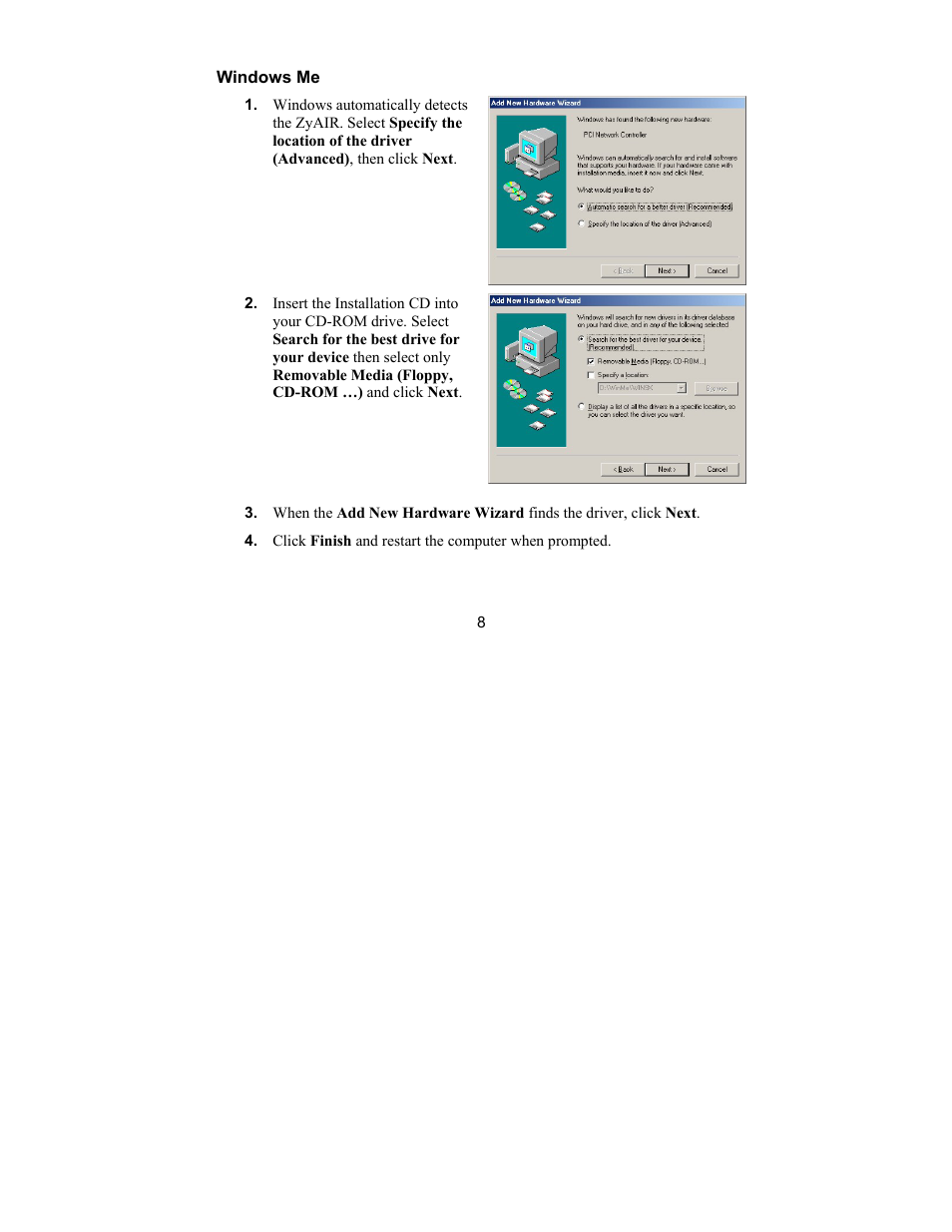 Windows me | ZyXEL Communications G-100 User Manual | Page 8 / 18