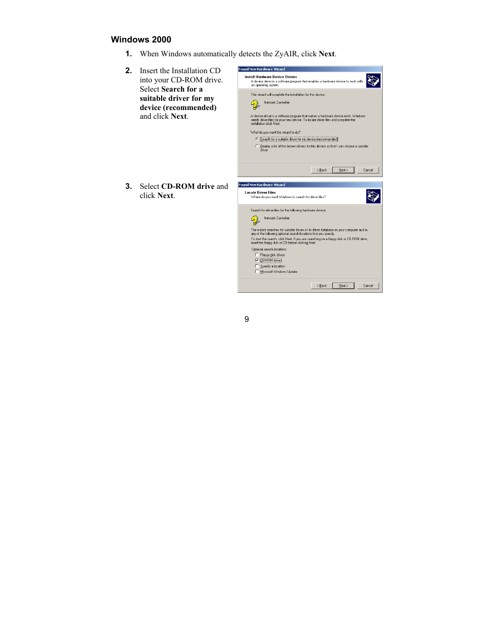 Windows 2000 | ZyXEL Communications G-100 User Manual | Page 9 / 18